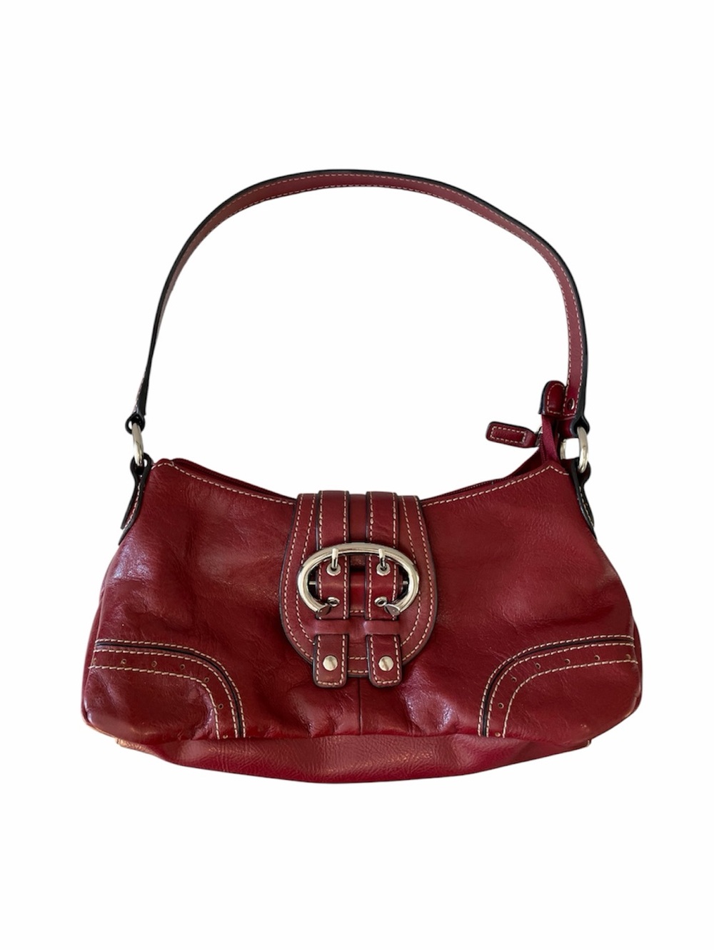 Vintage Y2K Wilsons Leather Red Buckle Shoulder Bag Baguette Purse